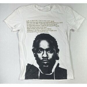 Kendrick Lamar DAMN Lyrics Graphic T-Shirt White Rap Tee Top – Size L